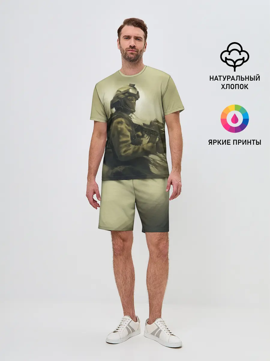 Мужской костюм с шортами / Военный