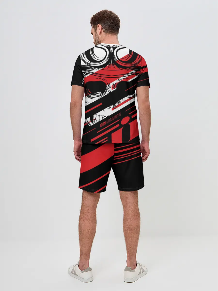 Мужской костюм с шортами / Череп Icon красный
