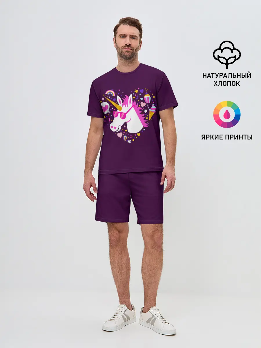 Мужской костюм с шортами / Единорог