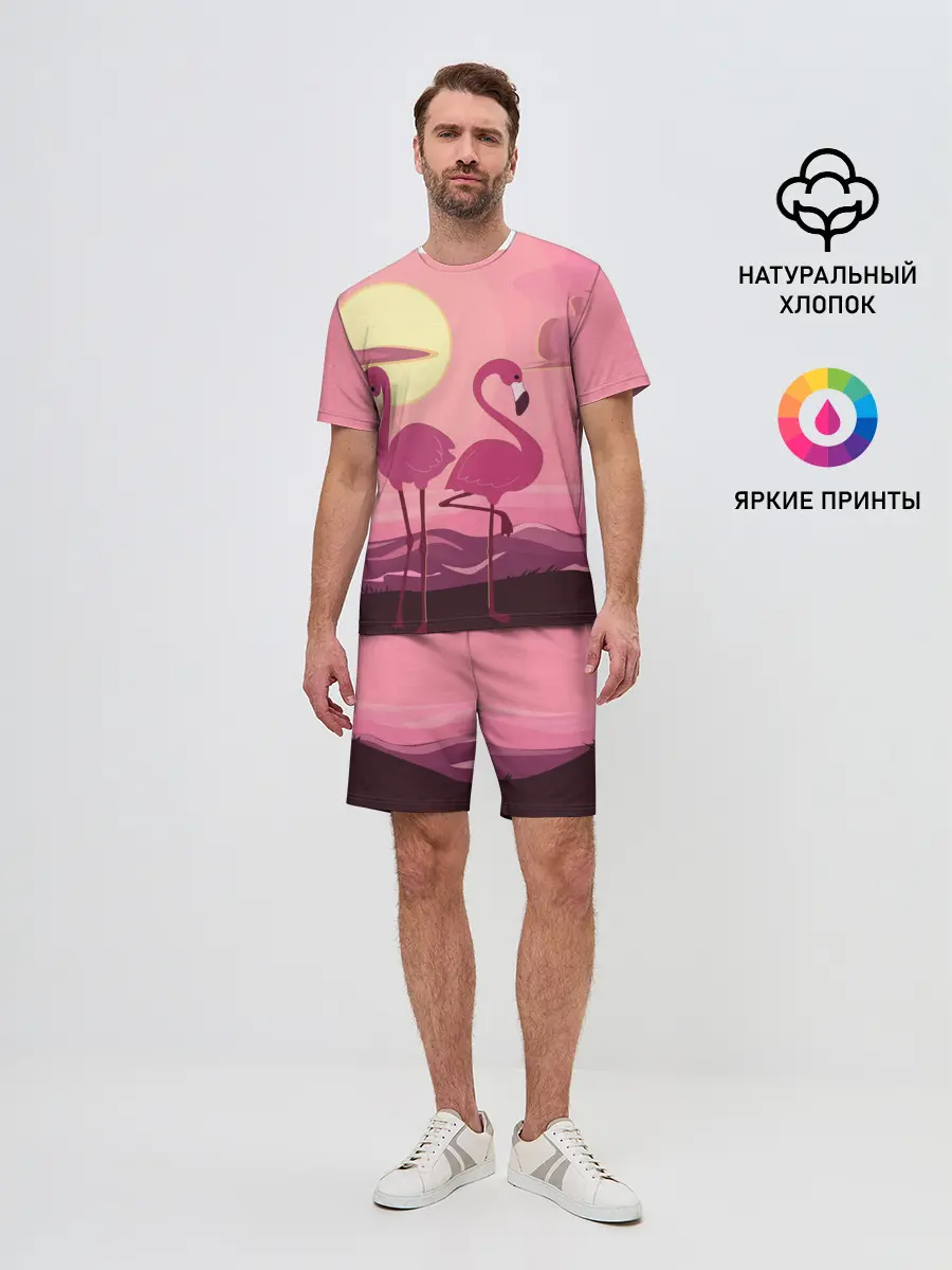Мужской костюм с шортами / фламинго