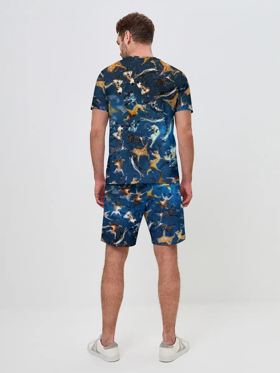 Мужской костюм с шортами / Космические коты