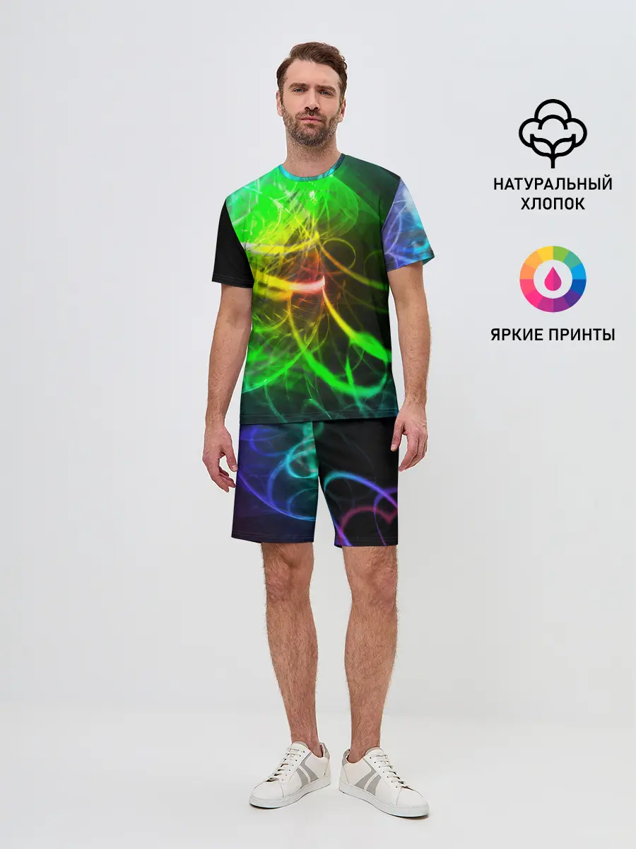 Мужской костюм с шортами / ЗЕЛЕНЫЙ НЕОН