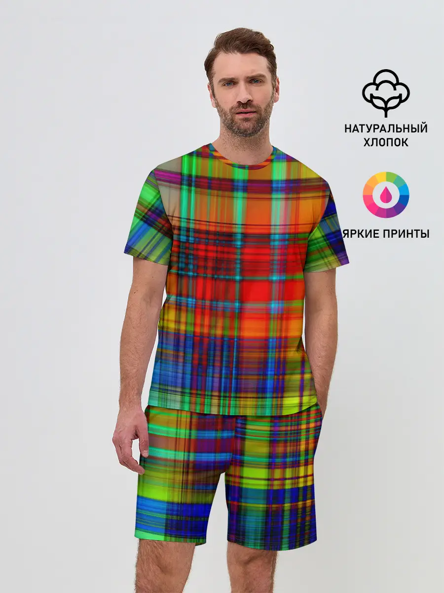 Мужской костюм с шортами / Неоновая сетка