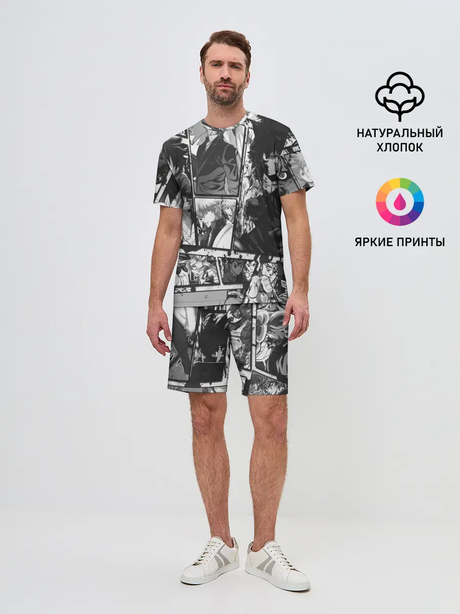 Мужской костюм с шортами / EPIC MAIN ANIME CHARACTERS 3D! monochome