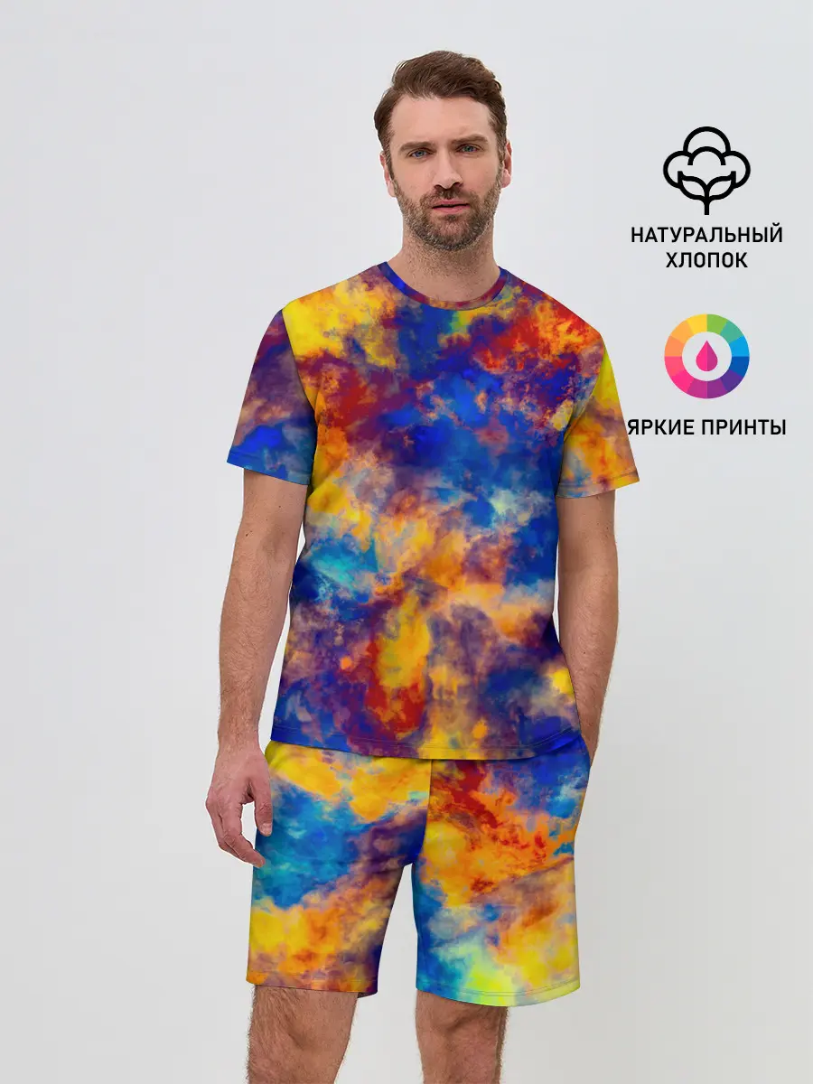 Мужской костюм с шортами / Огненно-синий полутон