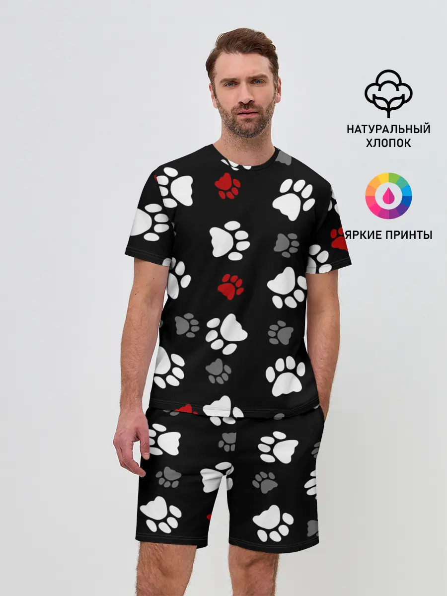 Мужской костюм с шортами / Следы лап