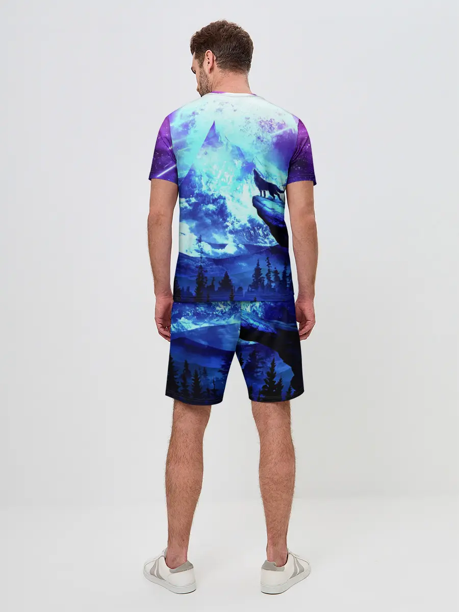 Мужской костюм с шортами / Ночь Волк Луна