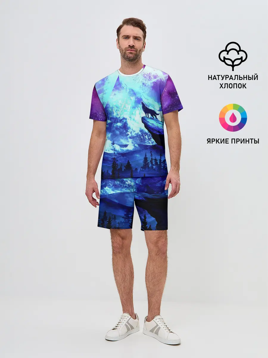 Мужской костюм с шортами / Ночь Волк Луна