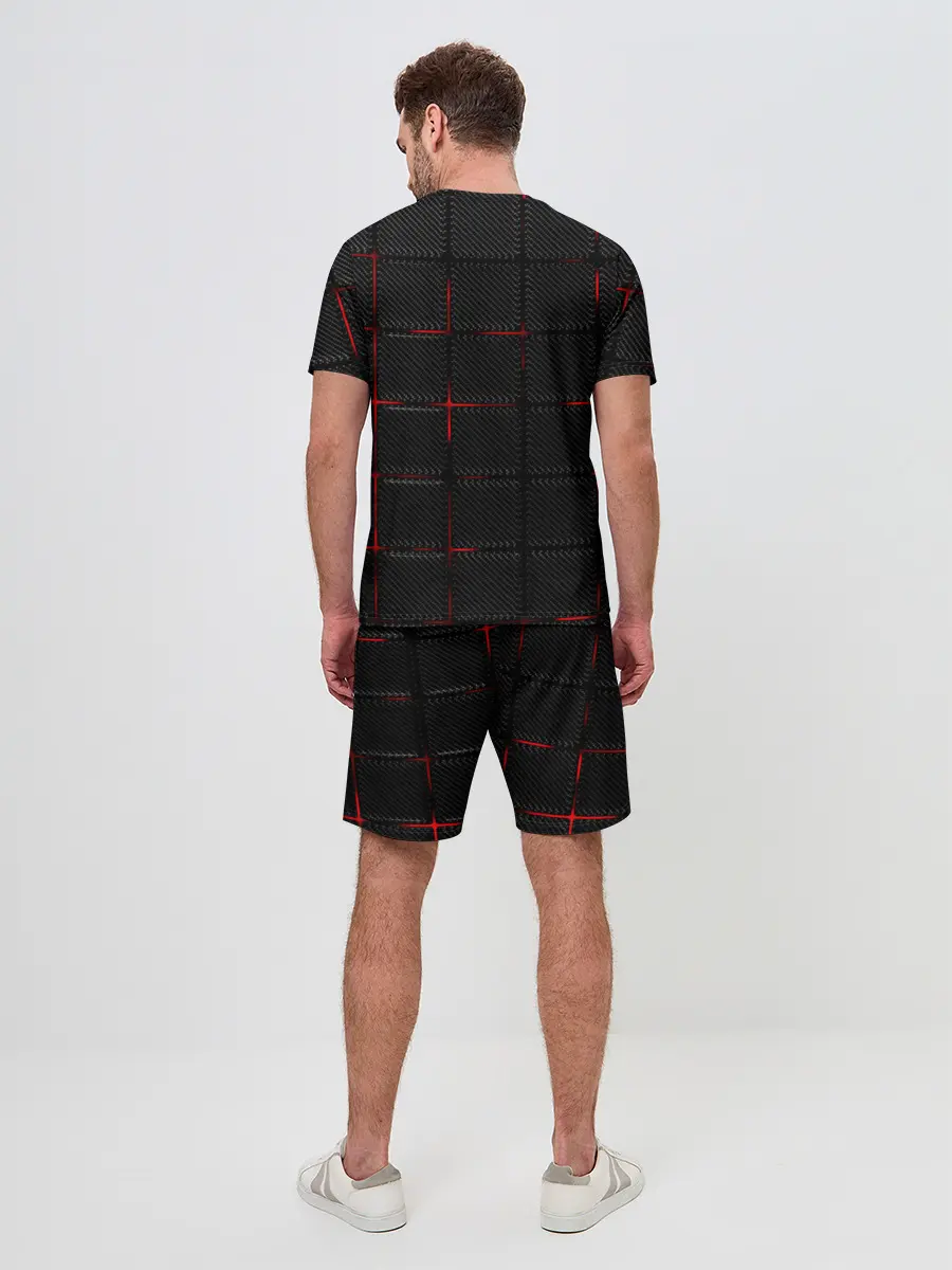 Мужской костюм с шортами / 3D Плиты Red & Black