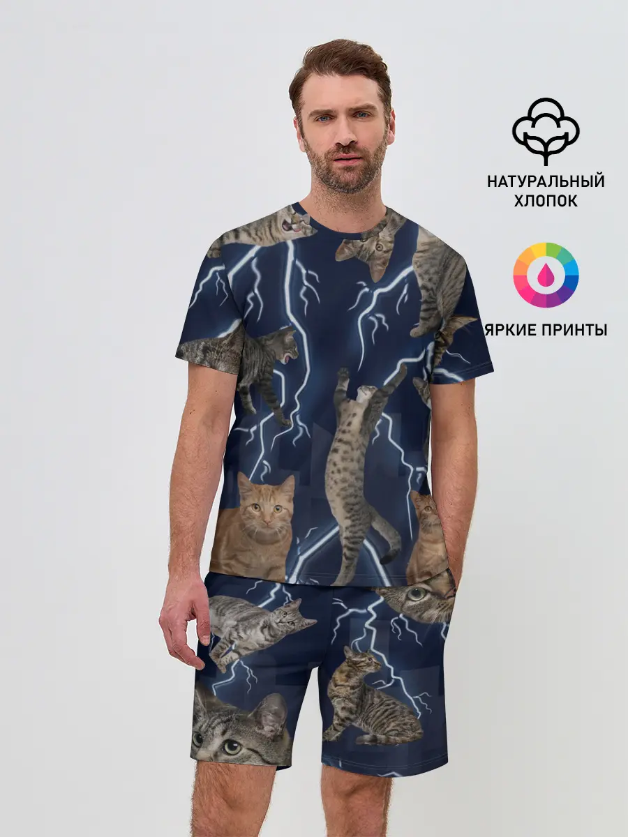 Мужской костюм с шортами / Коты
