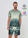 Мужской костюм с шортами / акварельный лес градиент