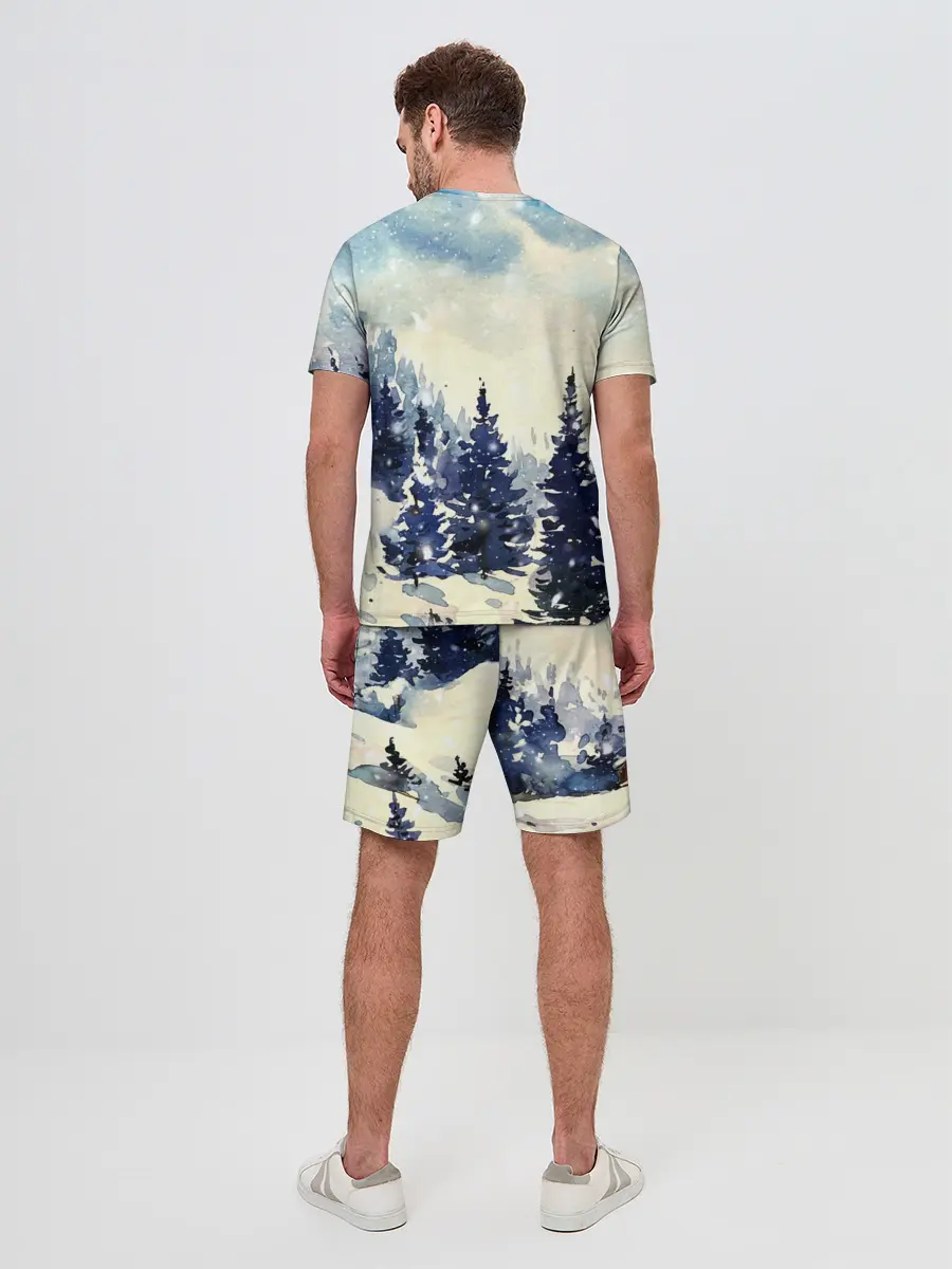 Мужской костюм с шортами / Зимний Майнкрафт