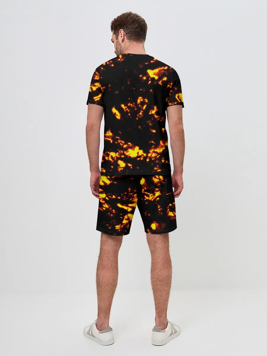 Мужской костюм с шортами / Kimetsu no Yaiba желтое пламя