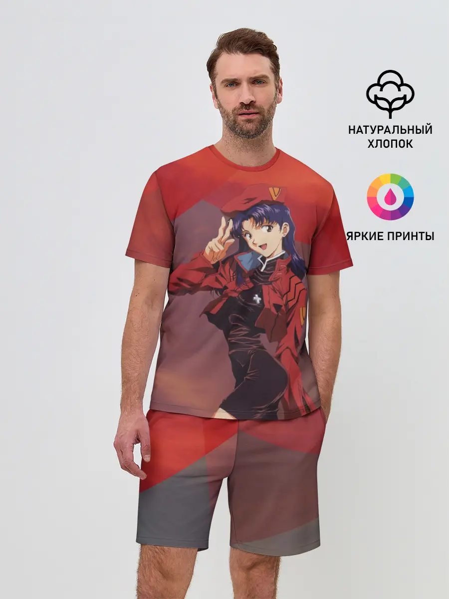 Мужской костюм с шортами / Misato Katsuragi на красном