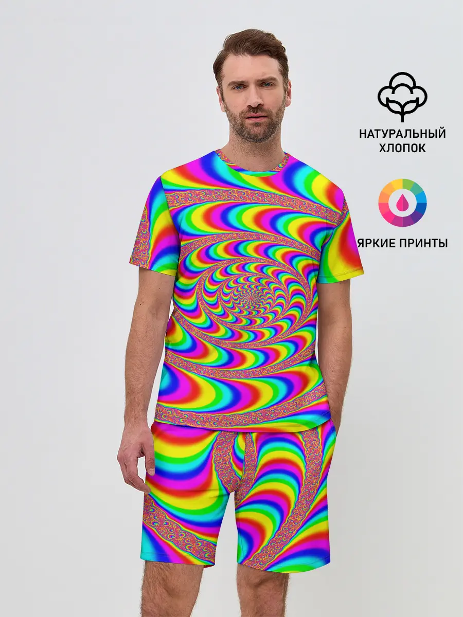 Мужской костюм с шортами / Оптическая текстура