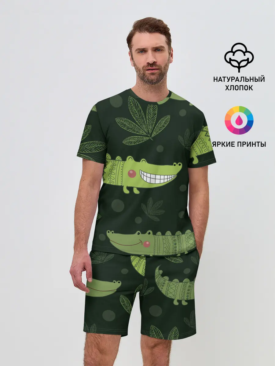 Мужской костюм с шортами / Милый крокодил