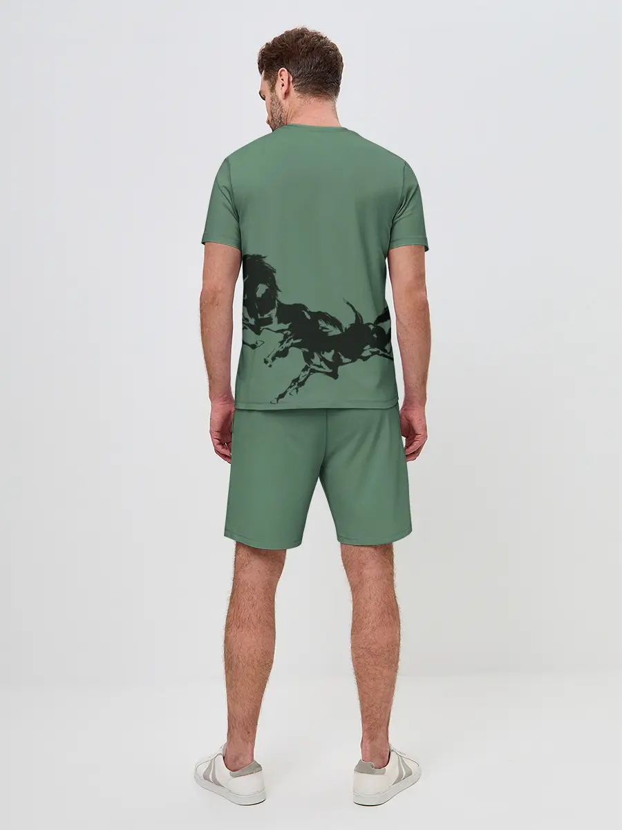 Мужской костюм с шортами / черные кони