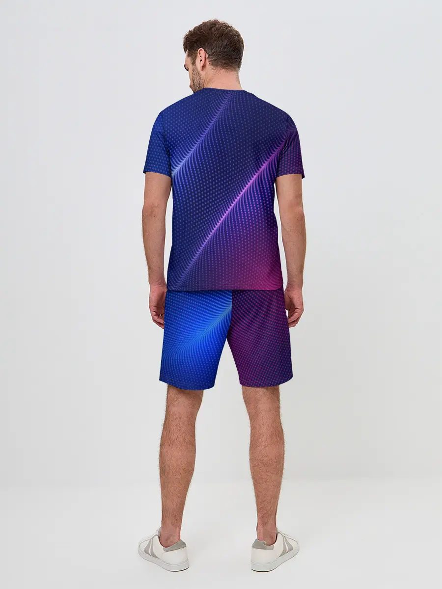Мужской костюм с шортами / фиолетово 3d волны 2020
