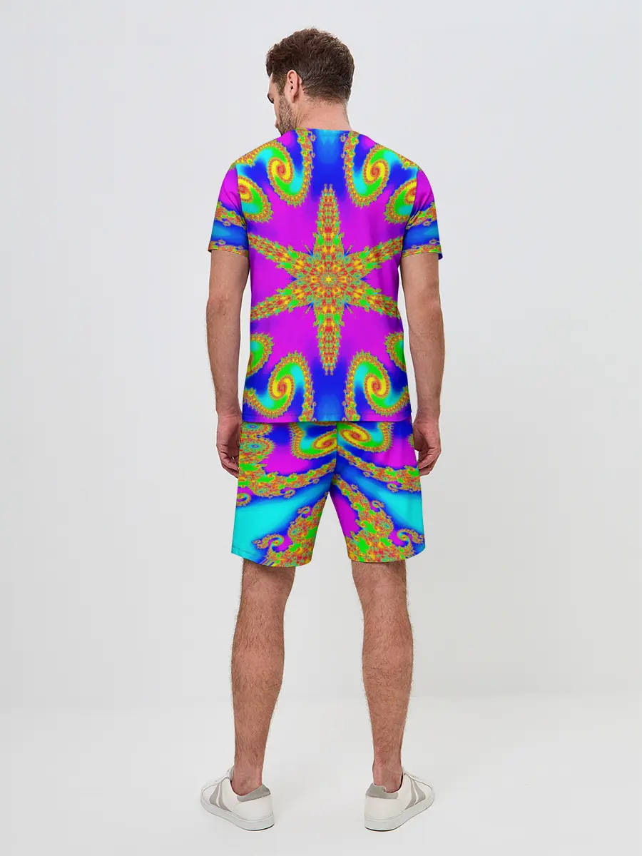 Мужской костюм с шортами / Неоновый фрактал