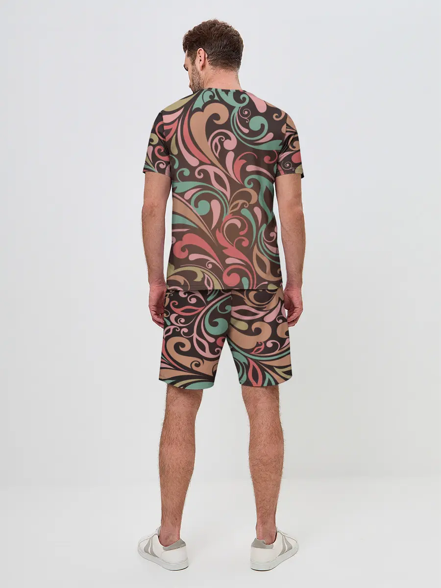 Мужской костюм с шортами / Узор хохломы