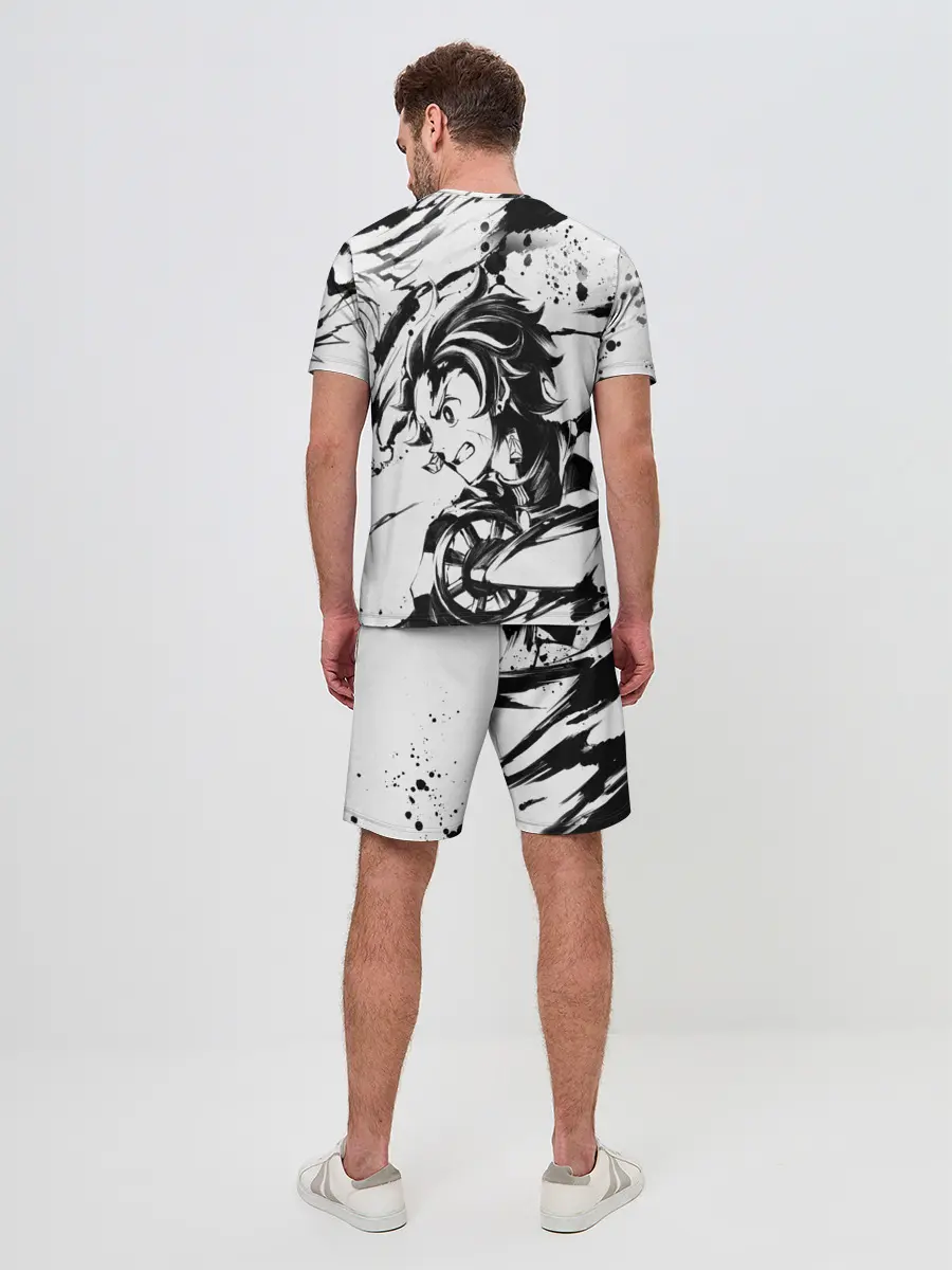 Мужской костюм с шортами / KIMETSU NO YAIBA TANJIRO KAMADO