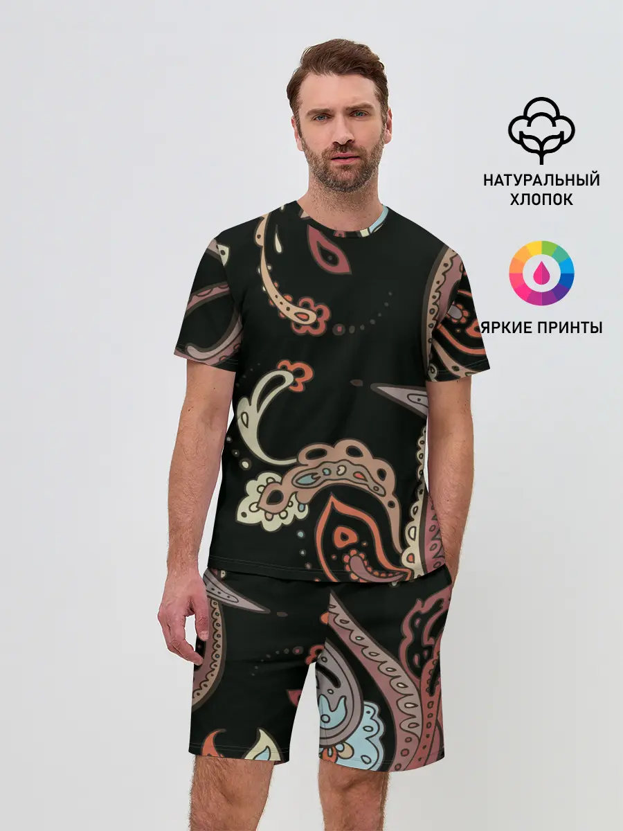 Мужской костюм с шортами / Расписной узор