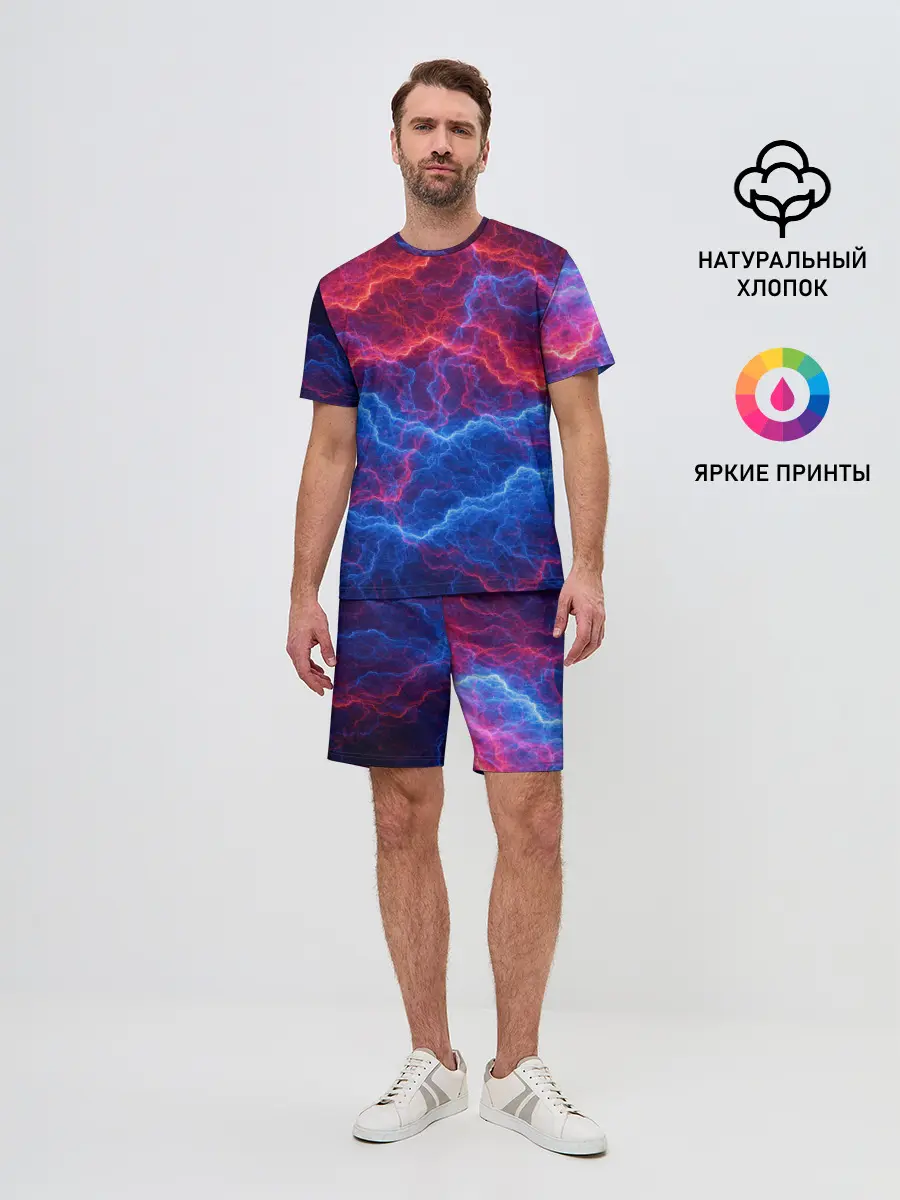 Мужской костюм с шортами / Молнии: Огонь и лед