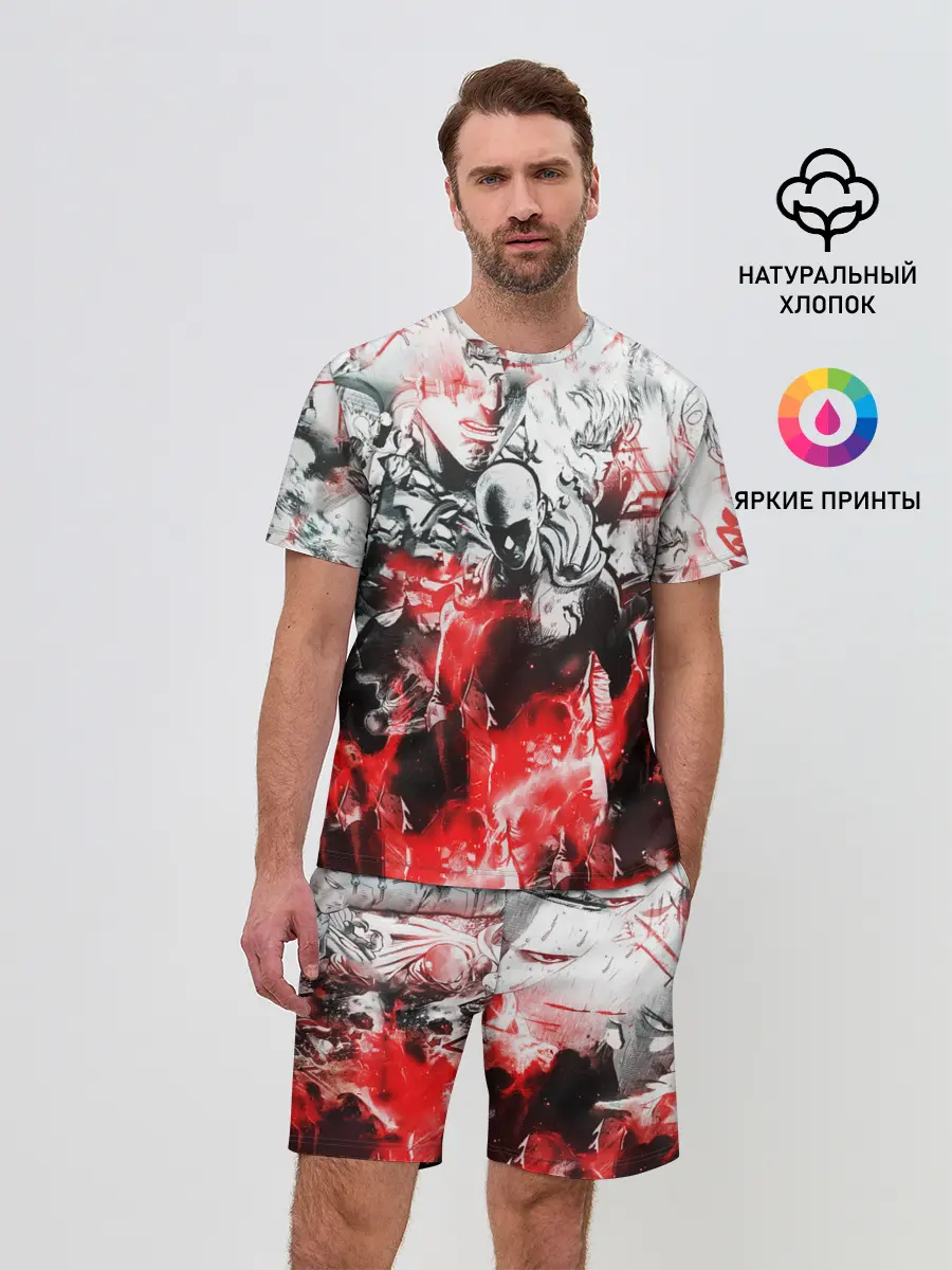 Мужской костюм с шортами / One-Punch Man Collage