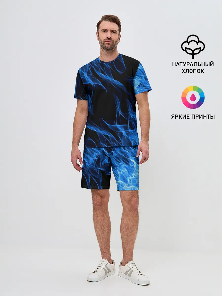 Мужской костюм с шортами / BLUE FIRE FLAME