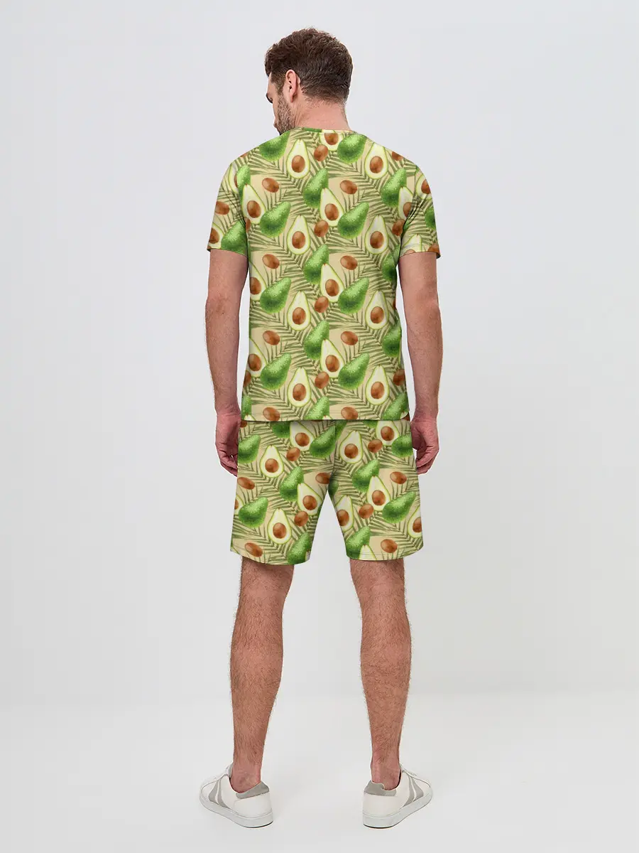Мужской костюм с шортами / Веган Авокадо узор
