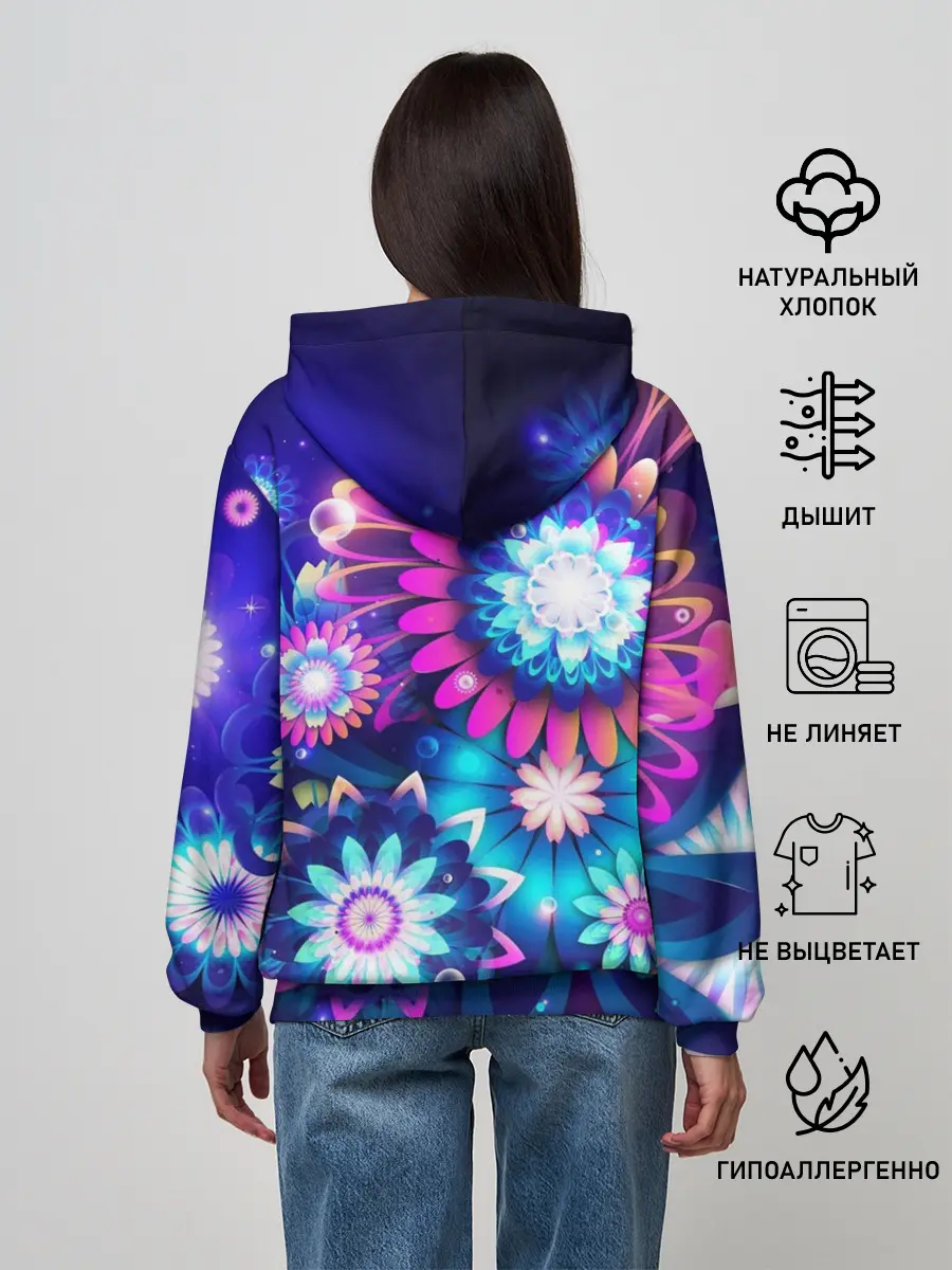 Женское худи / Неоновые Цветы
