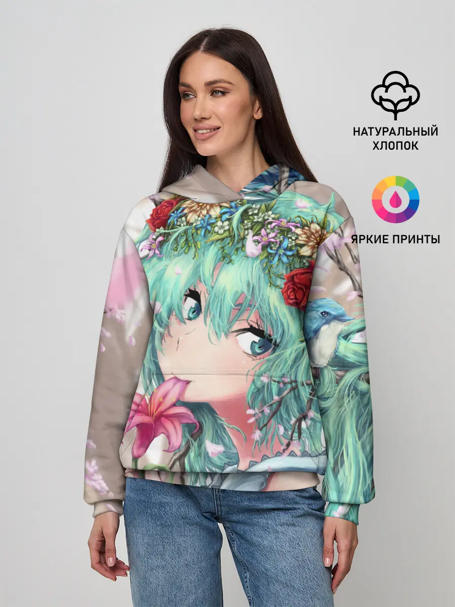 Женское худи / Цветок и Хацуне Мику