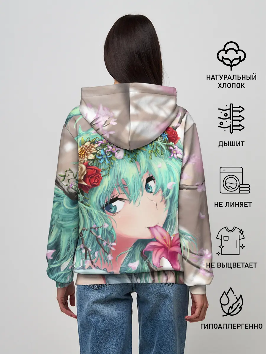 Женское худи / Цветок и Хацуне Мику