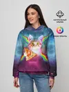 Женское худи / Кот с радугой и пиццей