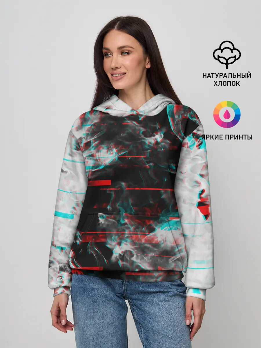 Женское худи / White flame glitch