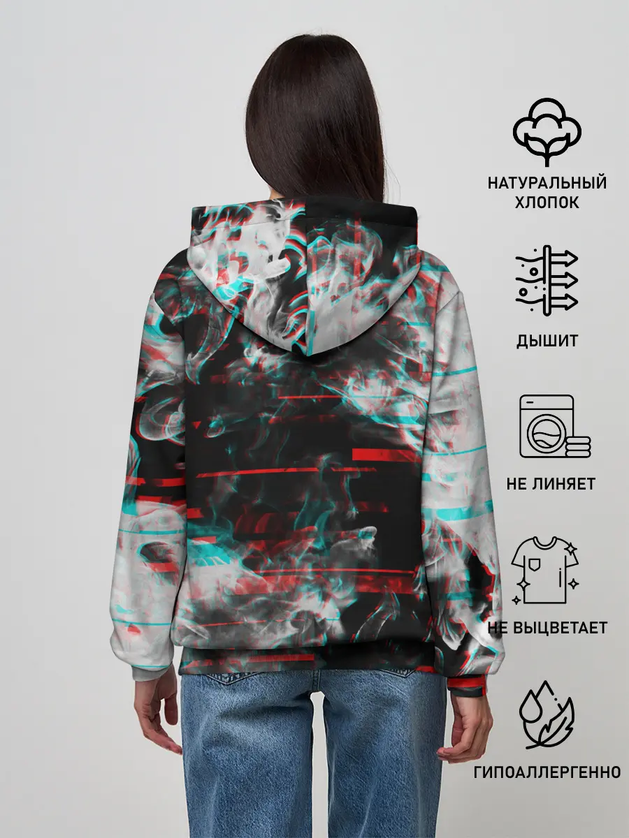 Женское худи / White flame glitch