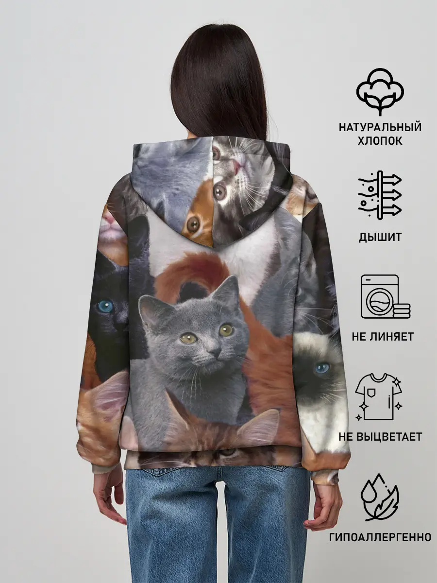Женское худи / Много котов