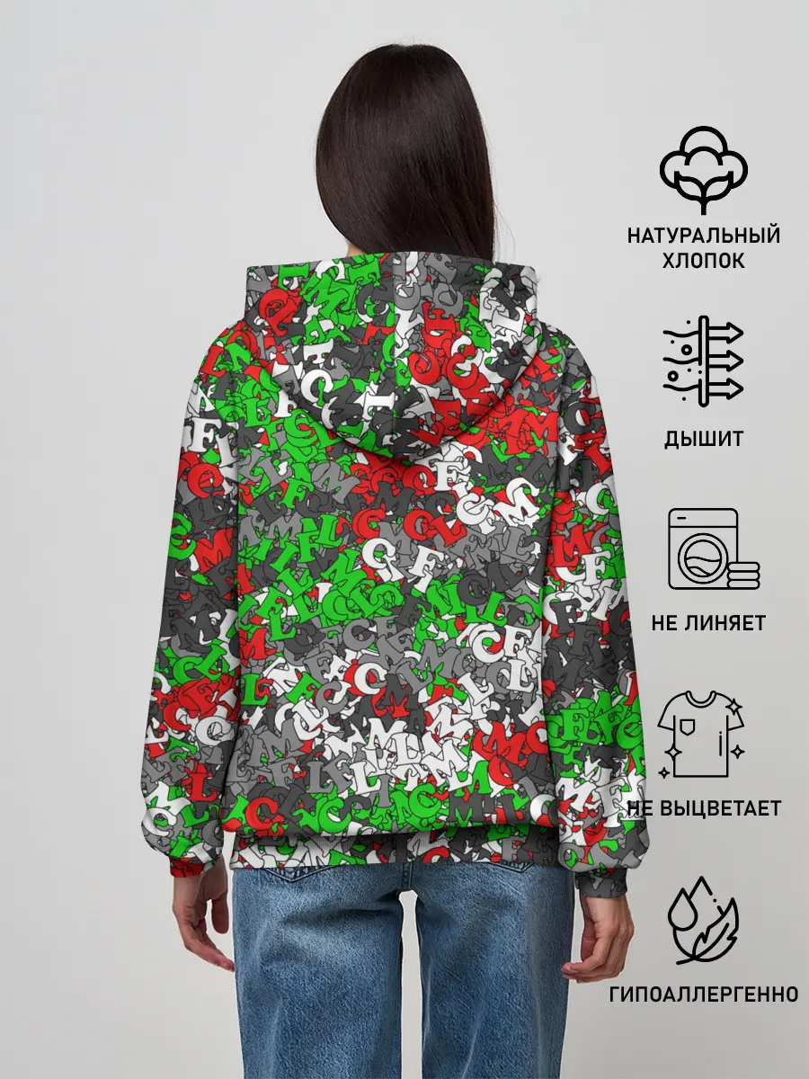 Женское худи / Камуфляж с буквами FCLM