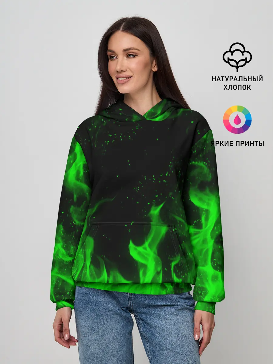 Женское худи / ЗЕЛЁНЫЙ ОГОНЬ | GREEN FIRE