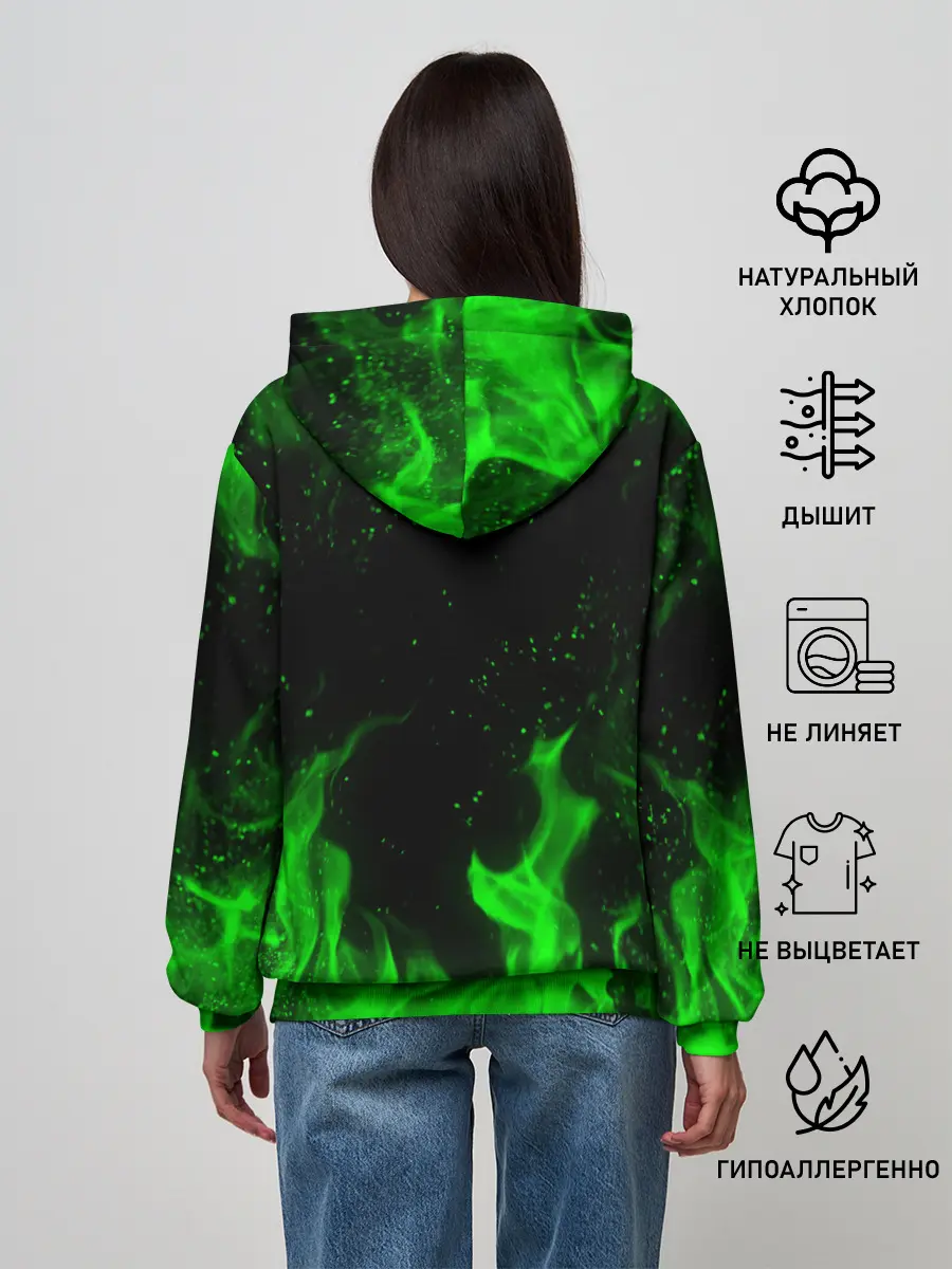 Женское худи / ЗЕЛЁНЫЙ ОГОНЬ | GREEN FIRE