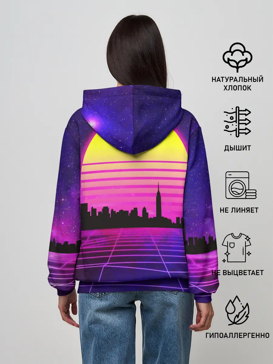 Женское худи / ГОРОД В НЕОНЕ
