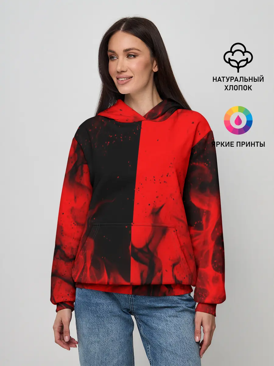 Женское худи / BLACK RED FIRE