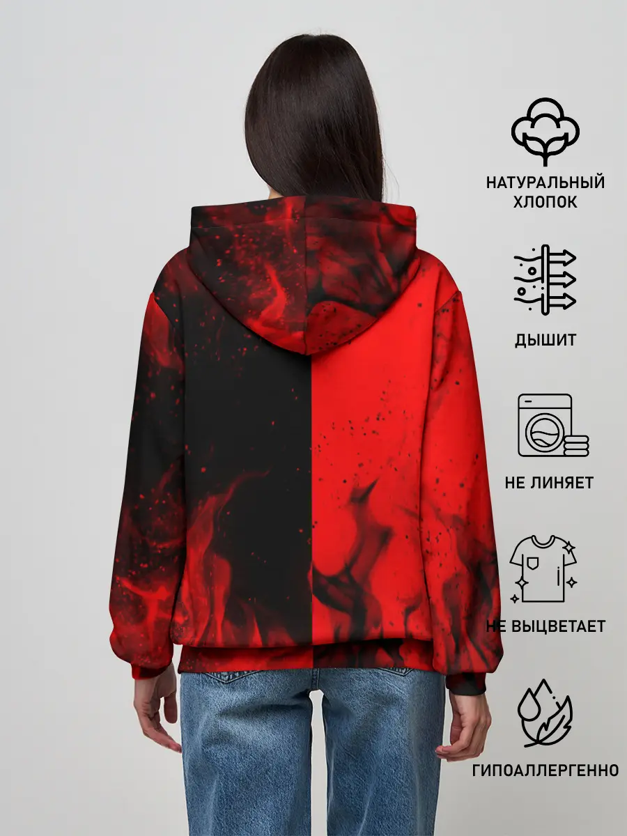 Женское худи / BLACK RED FIRE