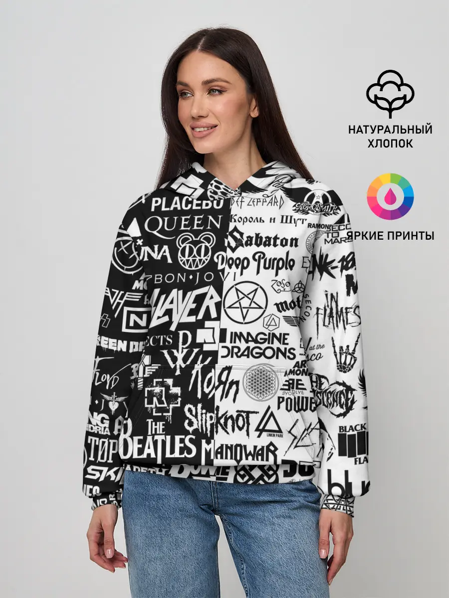 Женское худи / ЛОГОТИПЫ РОК ГРУПП