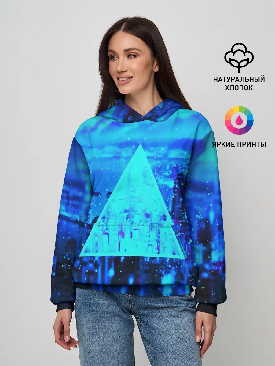 Женское худи / ГОРОД В НЕОНЕ