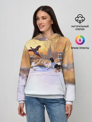 Женское худи / Собака и фазан