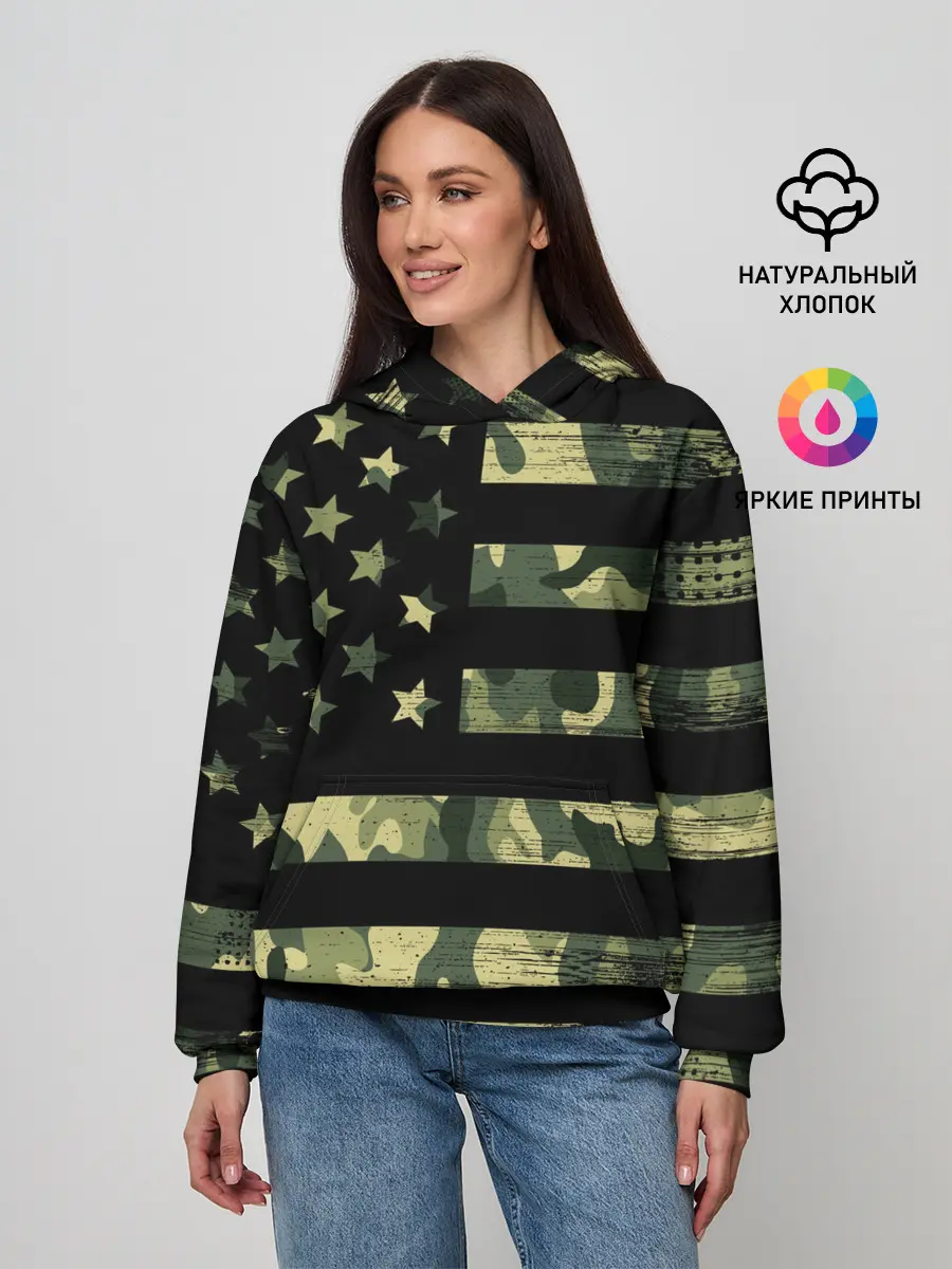 Женское худи / American Flag Camo