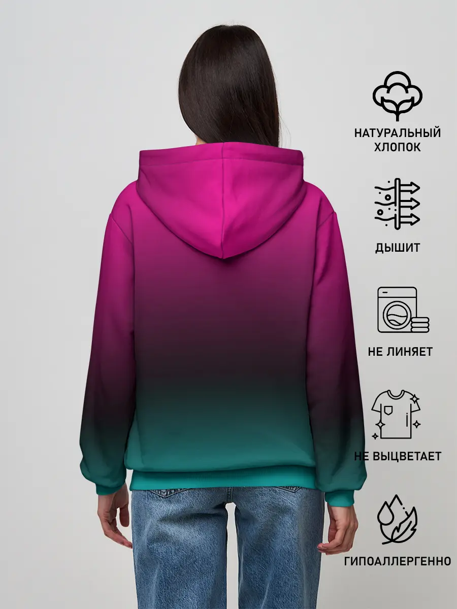 Женское худи / РЕТРО ЕДИНОРОГ НЕОН