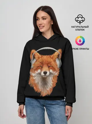 Женское худи / Лиса в наушниках