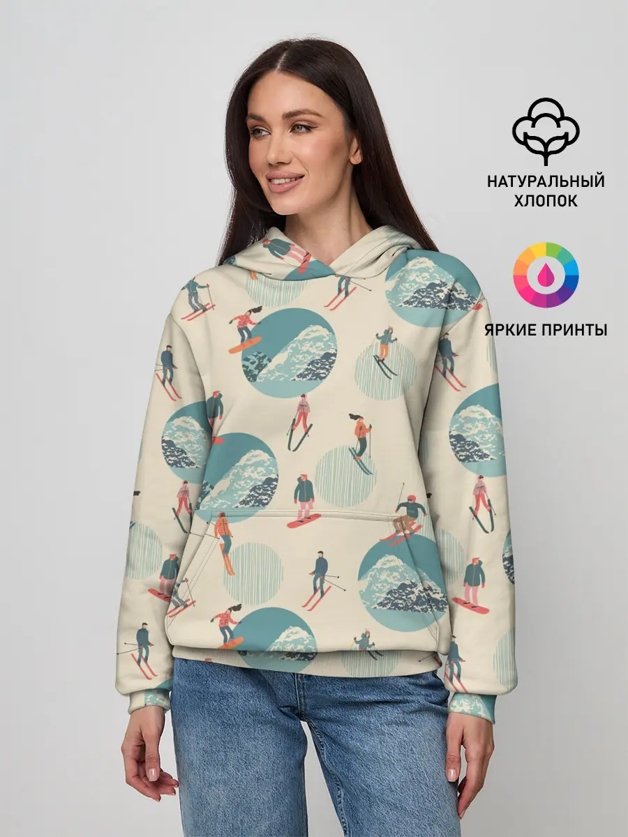 Женское худи / лыжники